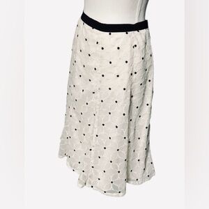 Cream Floral Polka Dot Cream Black Skirt Aline A Line Skirt Boho Daisies 14 XL